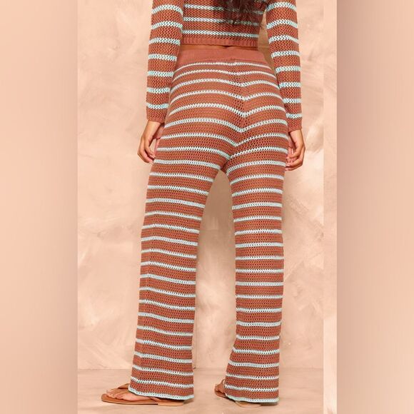 Striped Crochet Knit Wide Leg trousers in size small - Picture 2 of 6